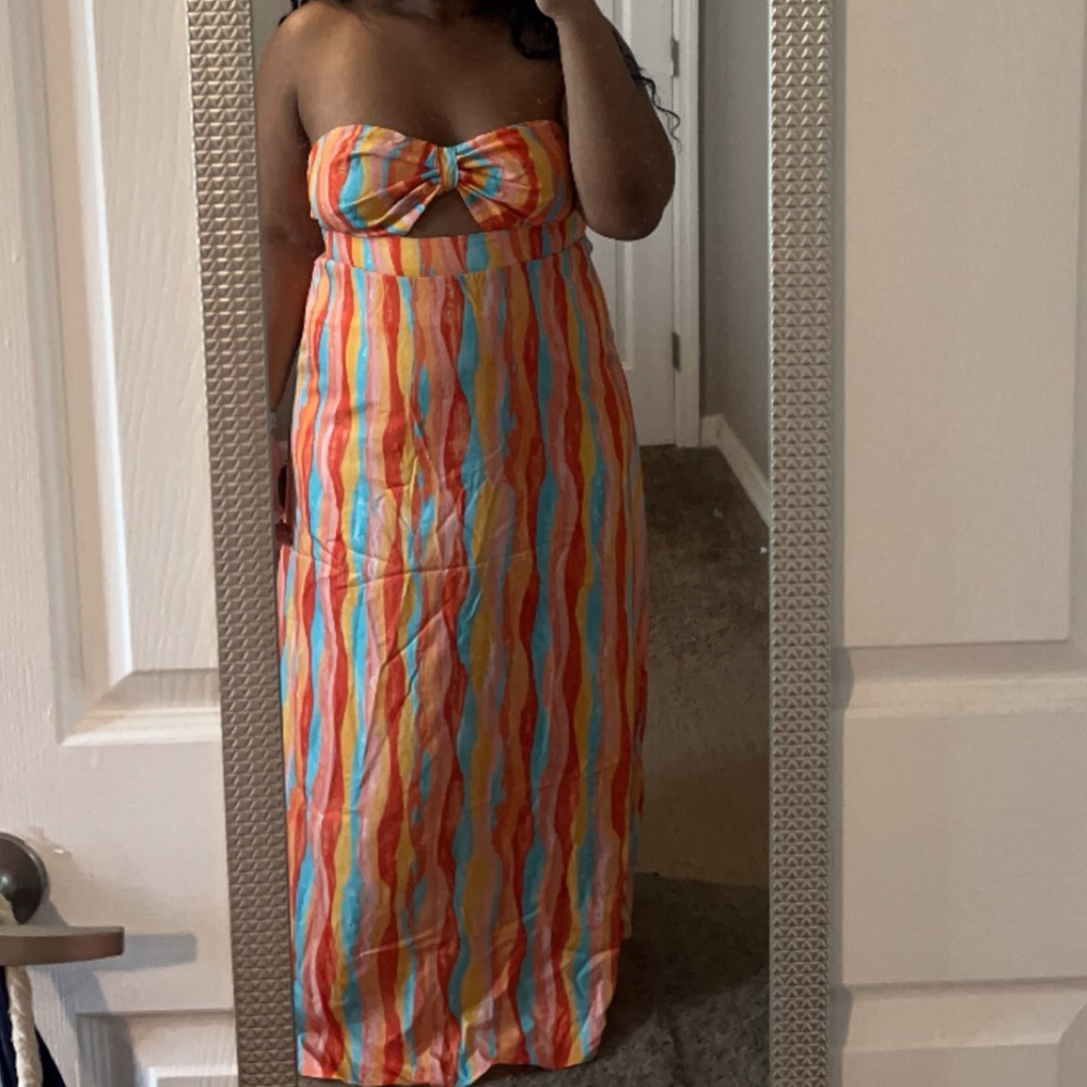 70’s Style Multicolor Strapless Maxi- Dress NWOT - Picture 7 of 7